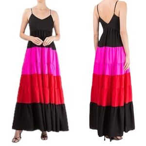 Julie Brown NYC Colorblock Silk Maxi Dress Size 2